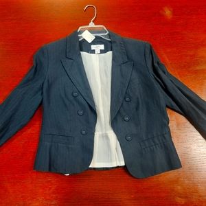 Ann Taylor Loft Short Blazer with Pinstripe Lining